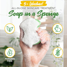 Spongeables in-hand showing size and ergonomic shape for easy foot use