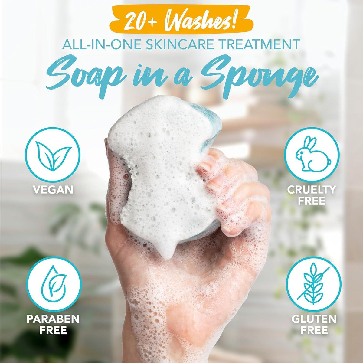 Spongeables being used to massage and exfoliate a heel for softer feet