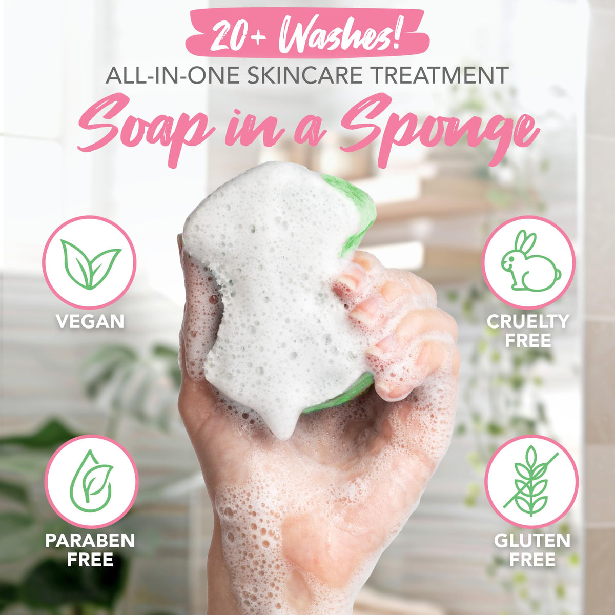 Spongeables pedi scrub producing creamy lather when squeezed for easy cleansing