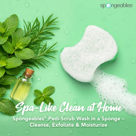 Spongeables pedi scrub close-up of dual-texture surface highlighting exfoliation