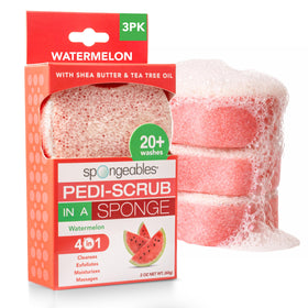 Spongeables watermelon front packaging showing three sponges and bright label benefit