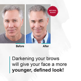 SPORT COSMETICS before and after comparison showing reduced gray and fuller brows