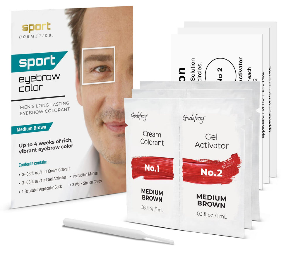 SPORT COSMETICS front packaging showing medium brown color and quick result benefit