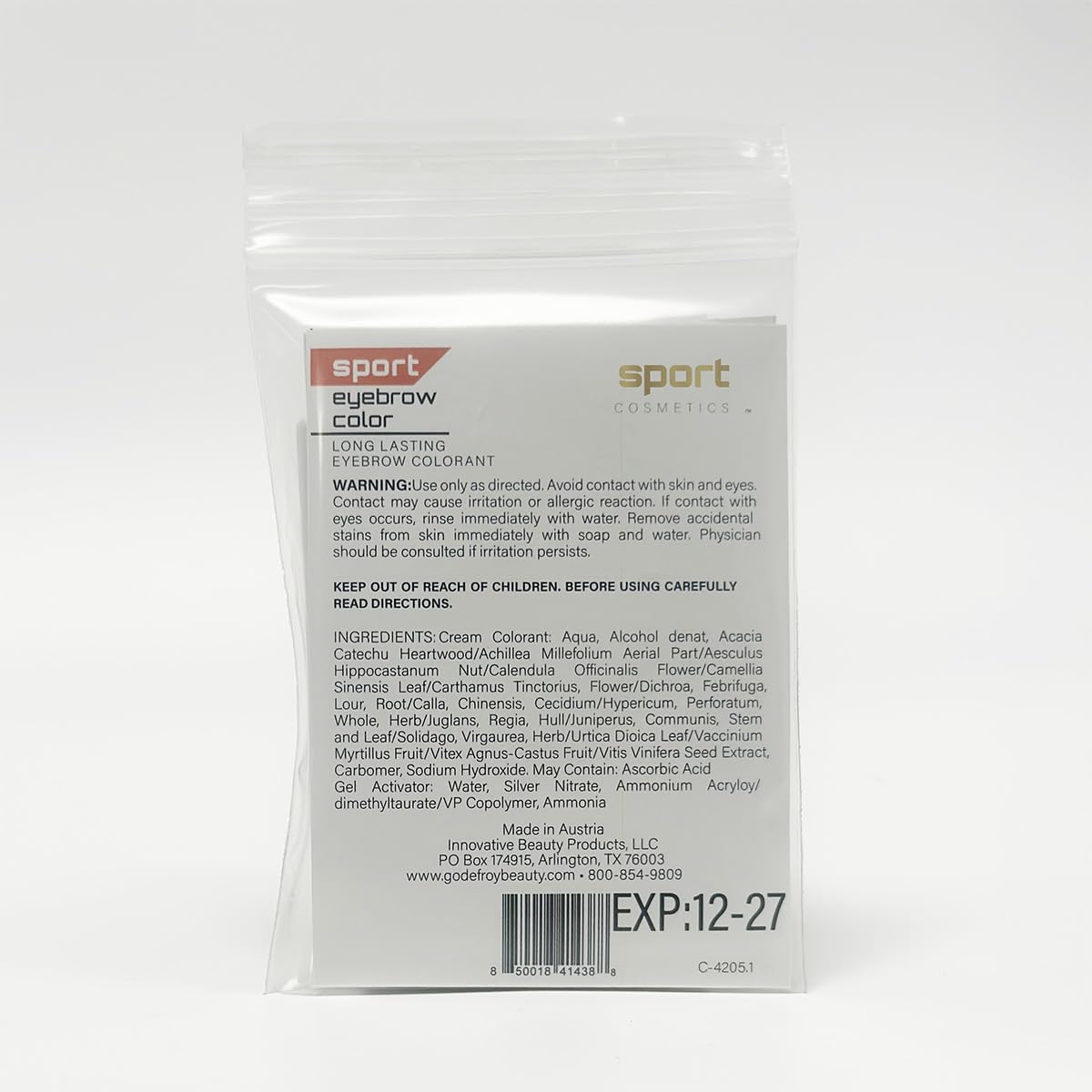 Sport Cosmetics open kit contents displayed for easy home application and convenience