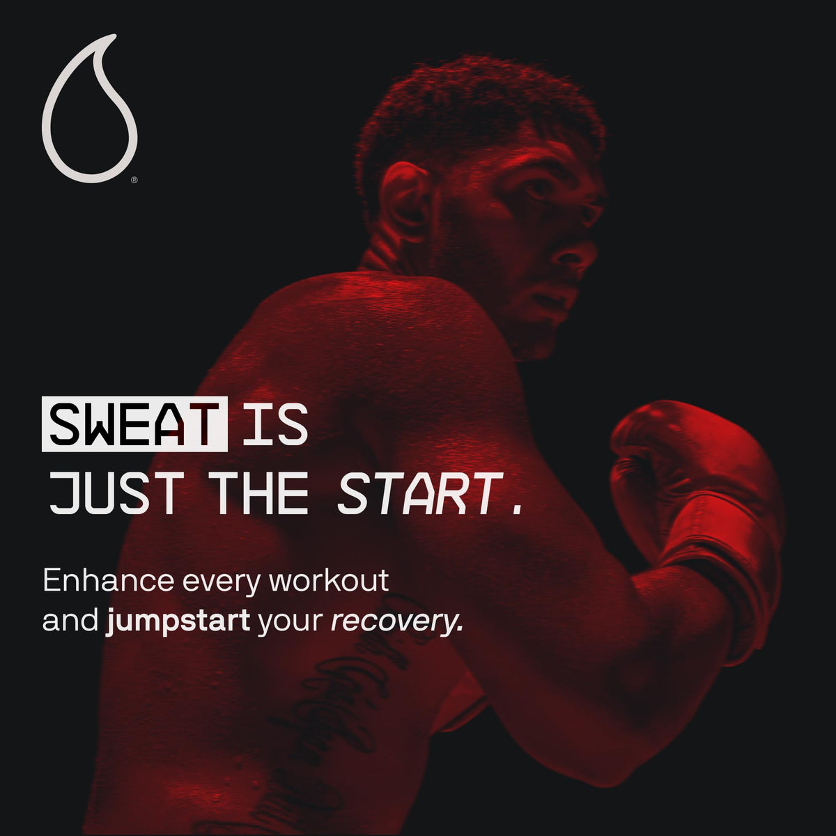 Sports Research applied to abs demonstrating targeted warmth and visible sweat