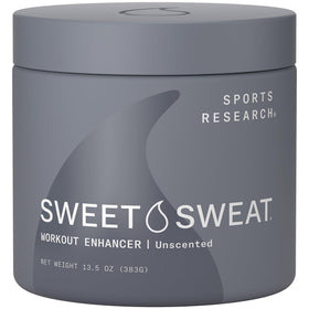 Sports Research jar front view showing Sweet Sweat and clear labeling benefit