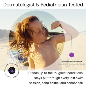 SPOTMYUV on child at poolside providing visible sun protection reminder