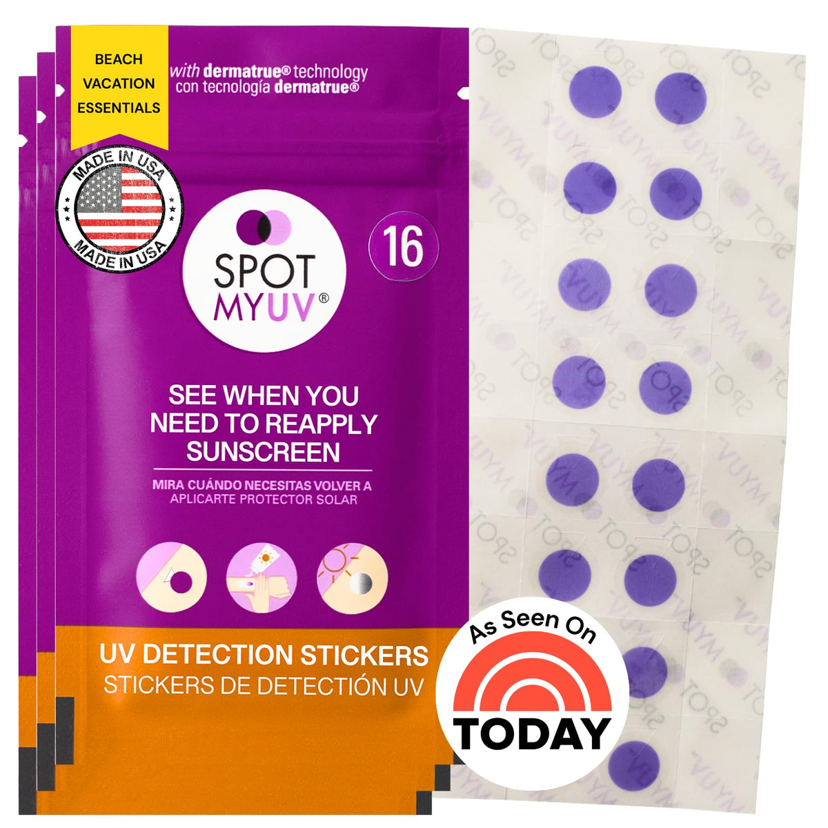 SPOTMYUV front packaging showing 48-count and purpose