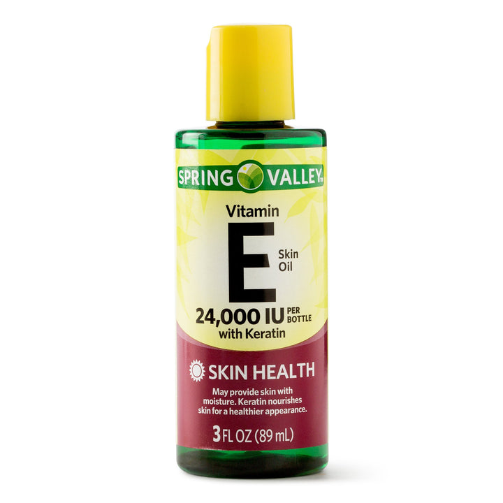 Spring Valley bottle front view showing label and concentrated vitamin E benefits