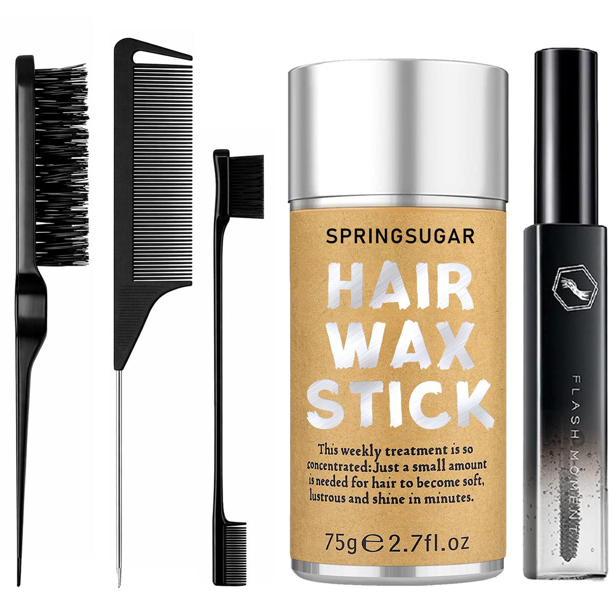 SPRINGSUGAR front packaging showing full 5-piece styling kit and benefits