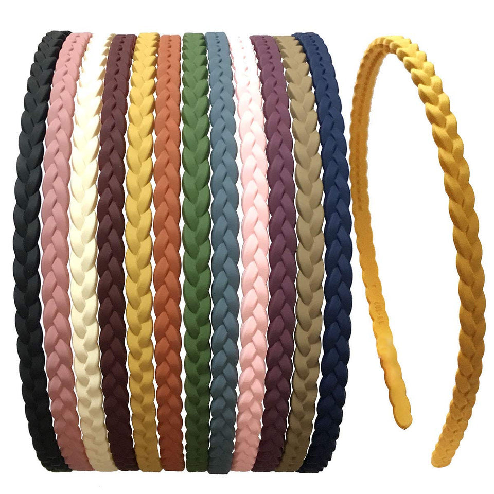 Springtime front packaging showing 12 colorful headbands, neat set benefit