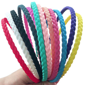 Springtime front view of 12 colorful headbands showing variety and convenience