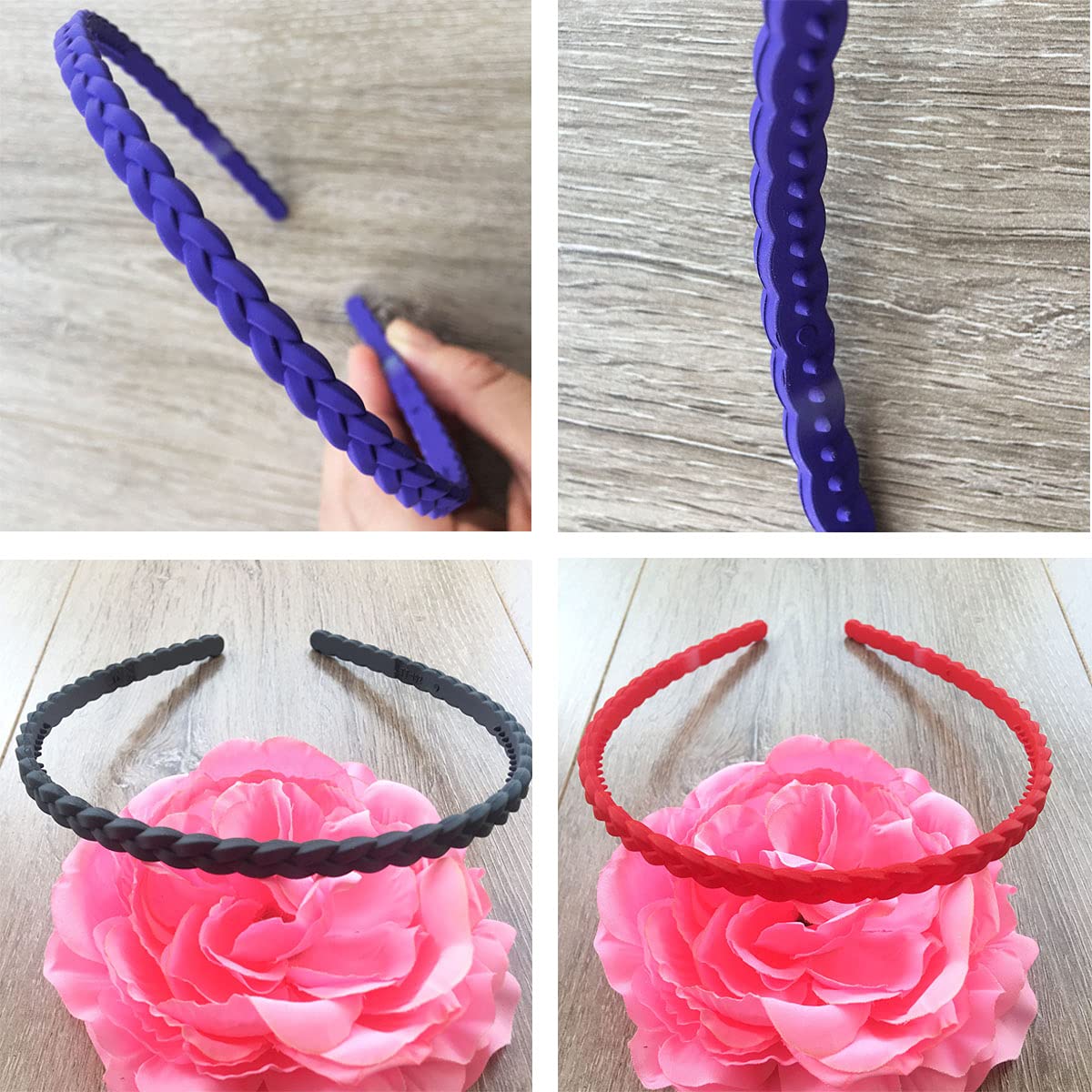 Springtime headband next to hand showing 6mm slim scale and fit