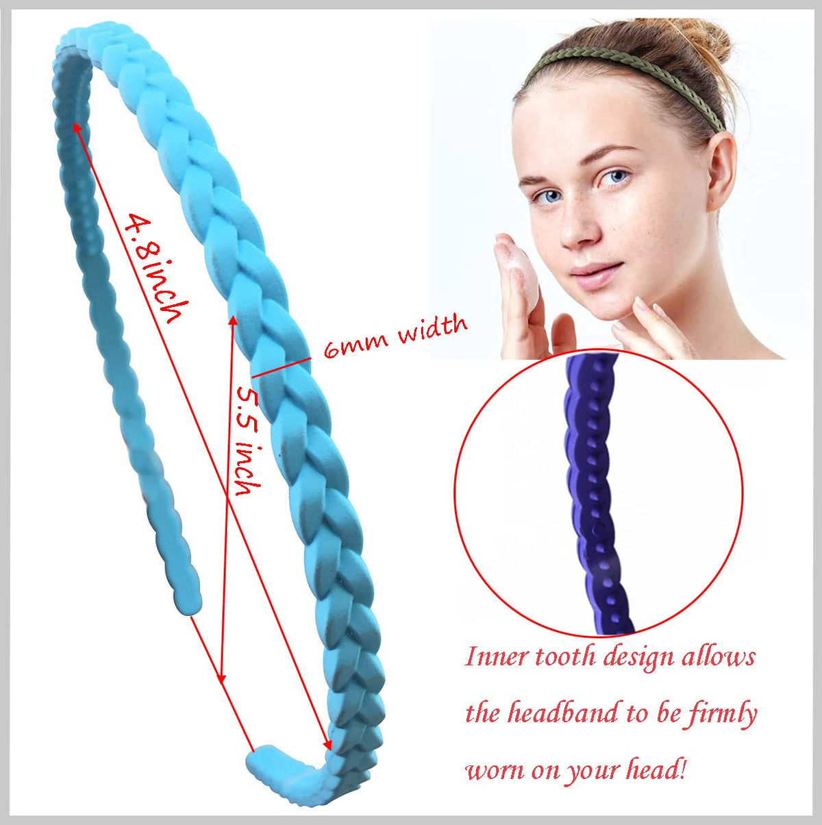 Springtime shot of headband flexibility highlighting durable thin plastic