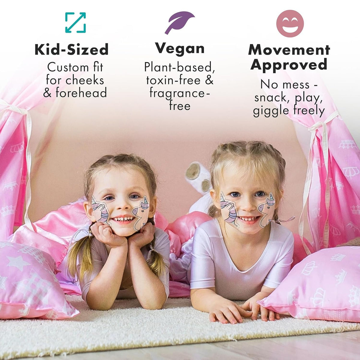 Sprk Naturals mask held in adult hand to show child-size fit and convenience