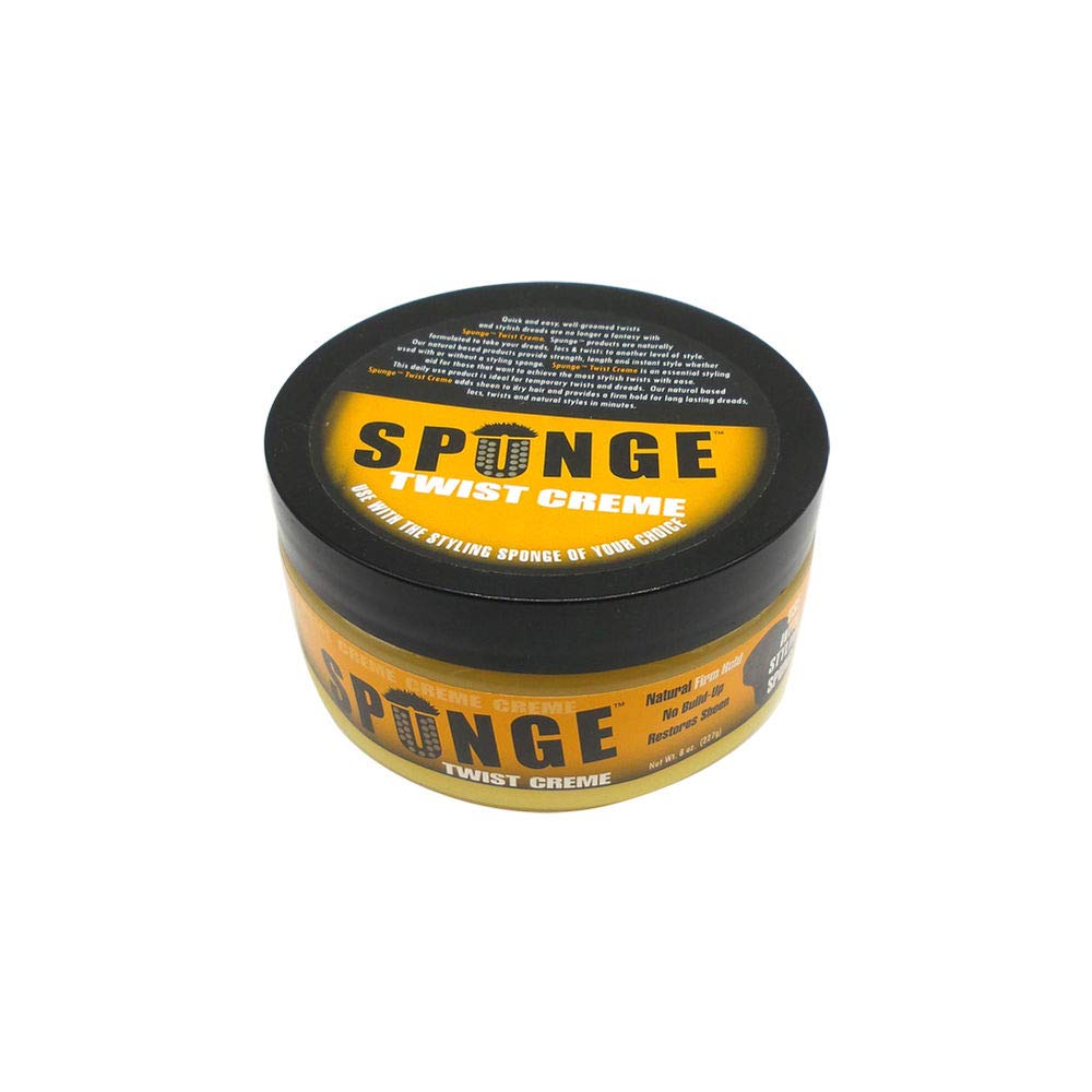 Spunge twist creme in hand showing creamy texture and slip for easier twisting and styling