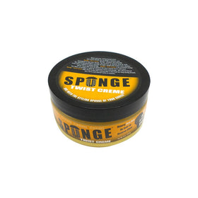 Spunge twist creme in hand showing creamy texture and slip for easier twisting and styling