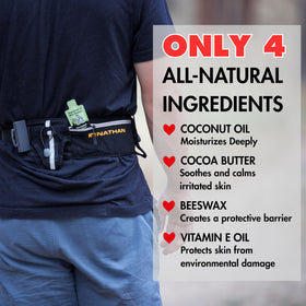 Squirrel's Nut Butter application on thigh demonstrating on-the-go chafe prevention benefit