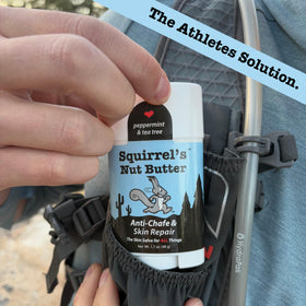 Squirrel's Nut Butter balm texture close-up showing smooth, natural ingredients for long-lasting protection