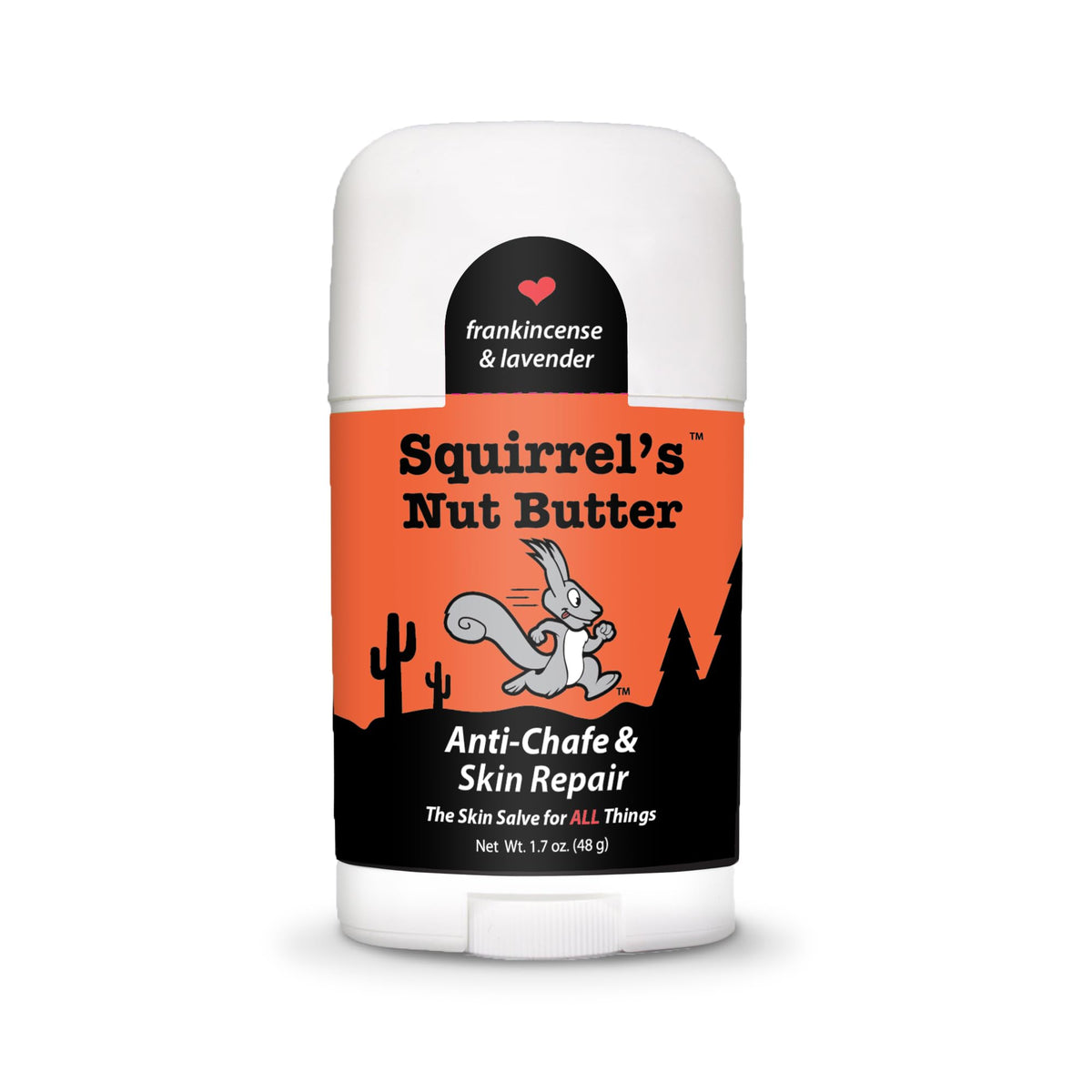 Squirrel's Nut Butter front packaging showing product and scent benefits