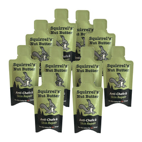 Squirrel's Nut Butter front packet showing 9ml single-use convenience and easy tear