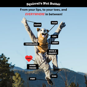 Squirrel's Nut Butter label closeup highlighting award and product information