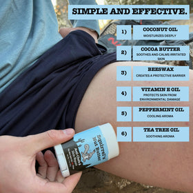 Squirrel's Nut Butter protecting shoulder from pack strap friction during a hike