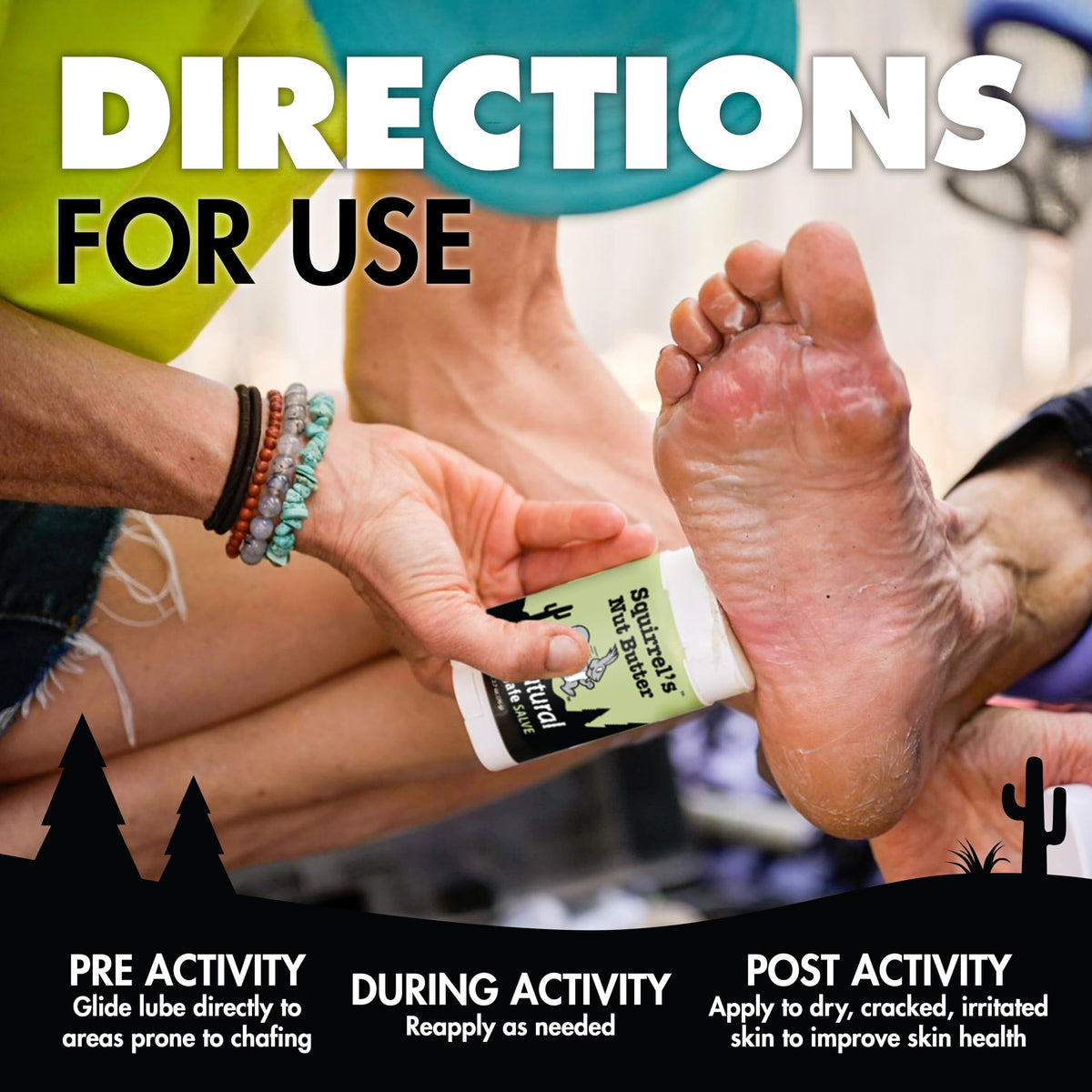 Squirrel's Nut Butter applied to thigh reducing friction for runners