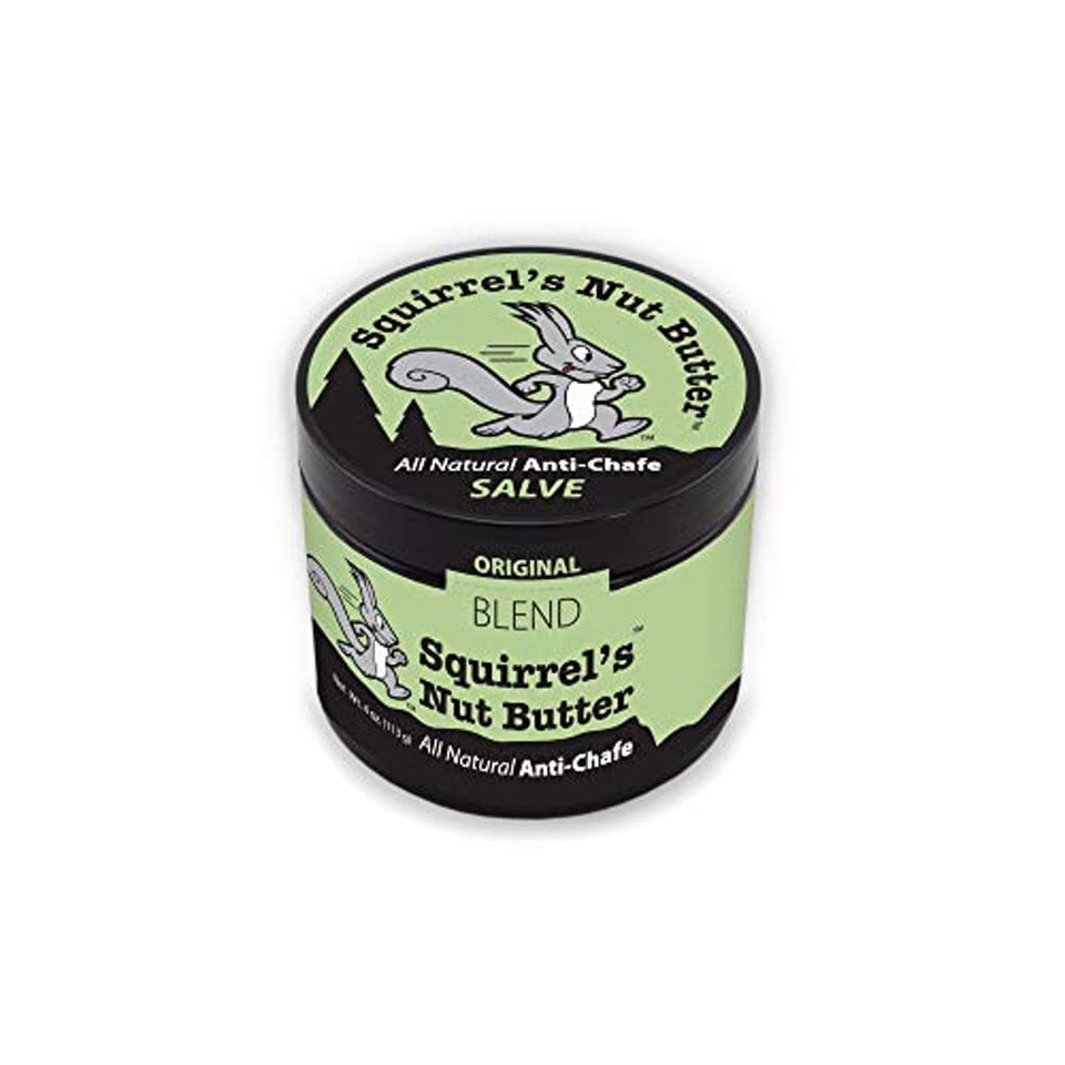 Squirrel's Nut Butter tub front view showing protective packaging and benefit