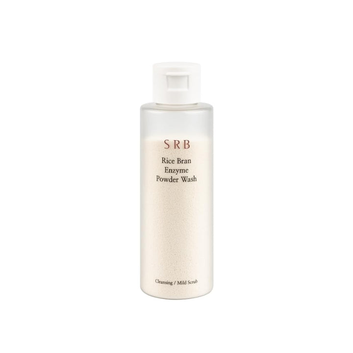 SRB front packaging of stabilized rice bran enzyme powder wash showing brand and compact jar for easy storage