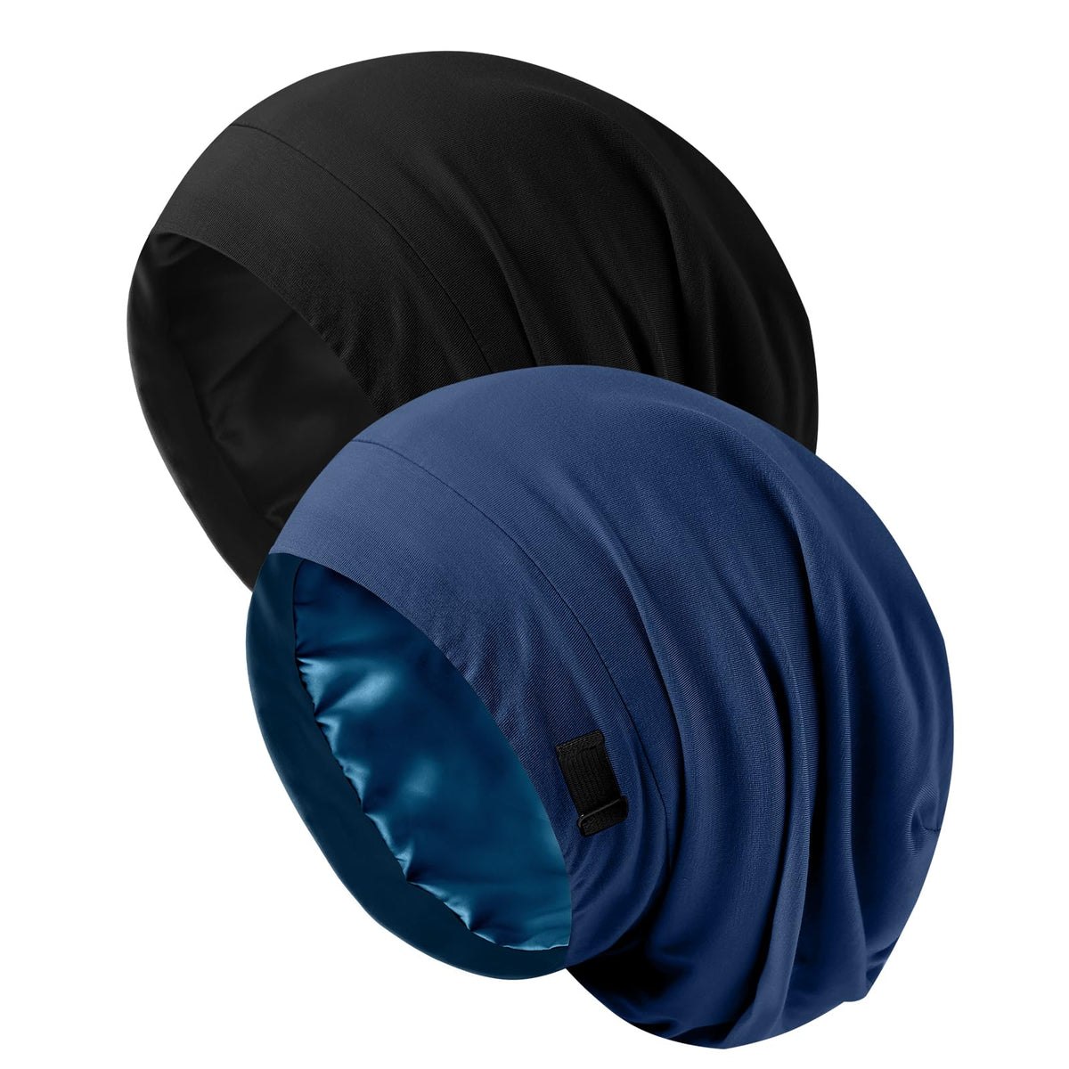 Srevela bonnet front view showing black and deep blue colors and secure fit
