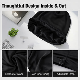Srevela model wearing bonnet while sleeping illustrating overnight protection