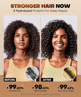 Srripo being applied to damp hair in shower demonstrating deep conditioning benefit