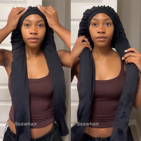 Ssawhair lifestyle mirror shot wearing bonnet for everyday wear
