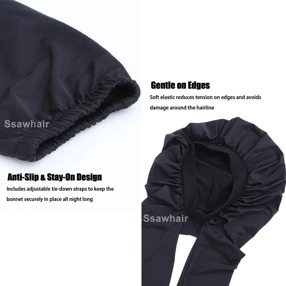 Ssawhair model sleeping wearing bonnet to protect braids overnight