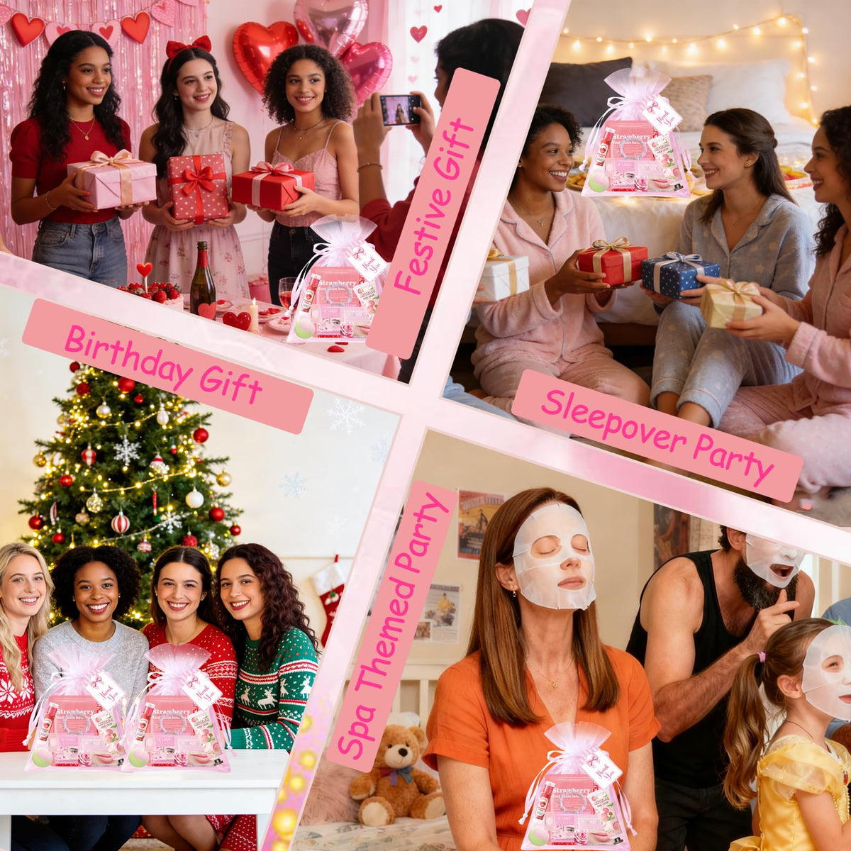 SSGP friends using masks and headbands at a sleepover for shared pampering benefit