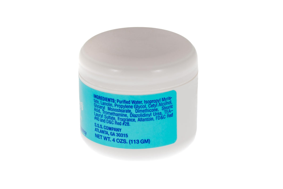 S.S.S. CO. cream on hand demonstrating quick absorption and softness