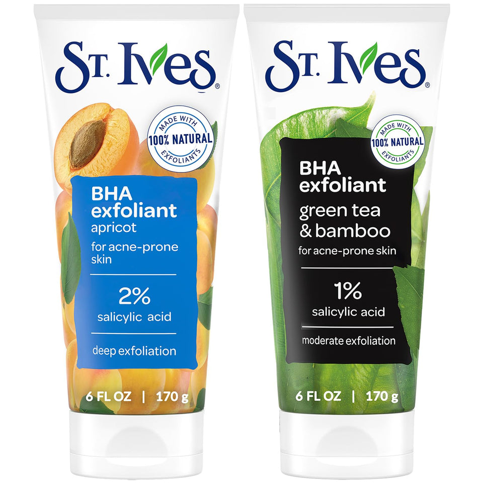 St. Ives front packaging showing both scrub tubes and benefits