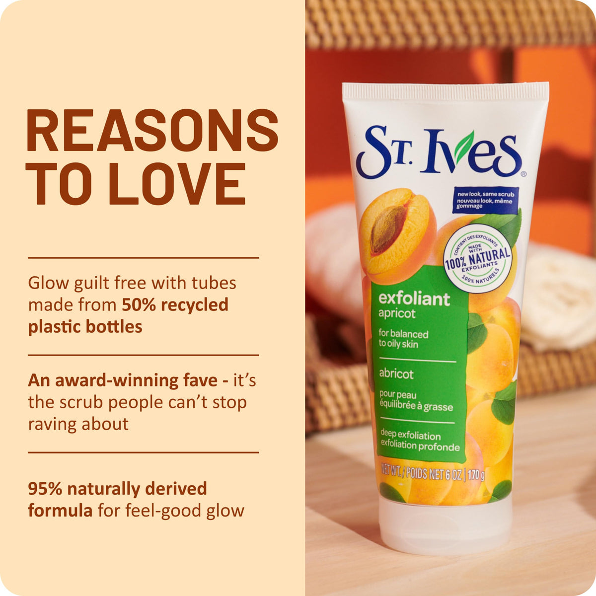 St. Ives recycled tube label showing eco-friendly packaging benefit