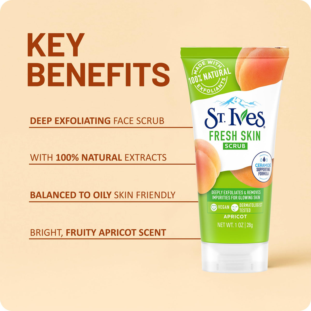 St. Ives scrub on hand demonstrating gentle exfoliation and smooth skin