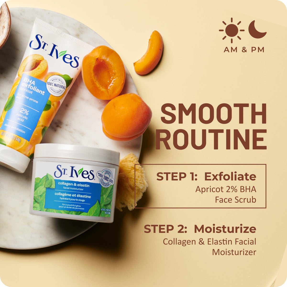 St. Ives scrub on bathroom shelf suggesting daily routine and clearer skin benefit
