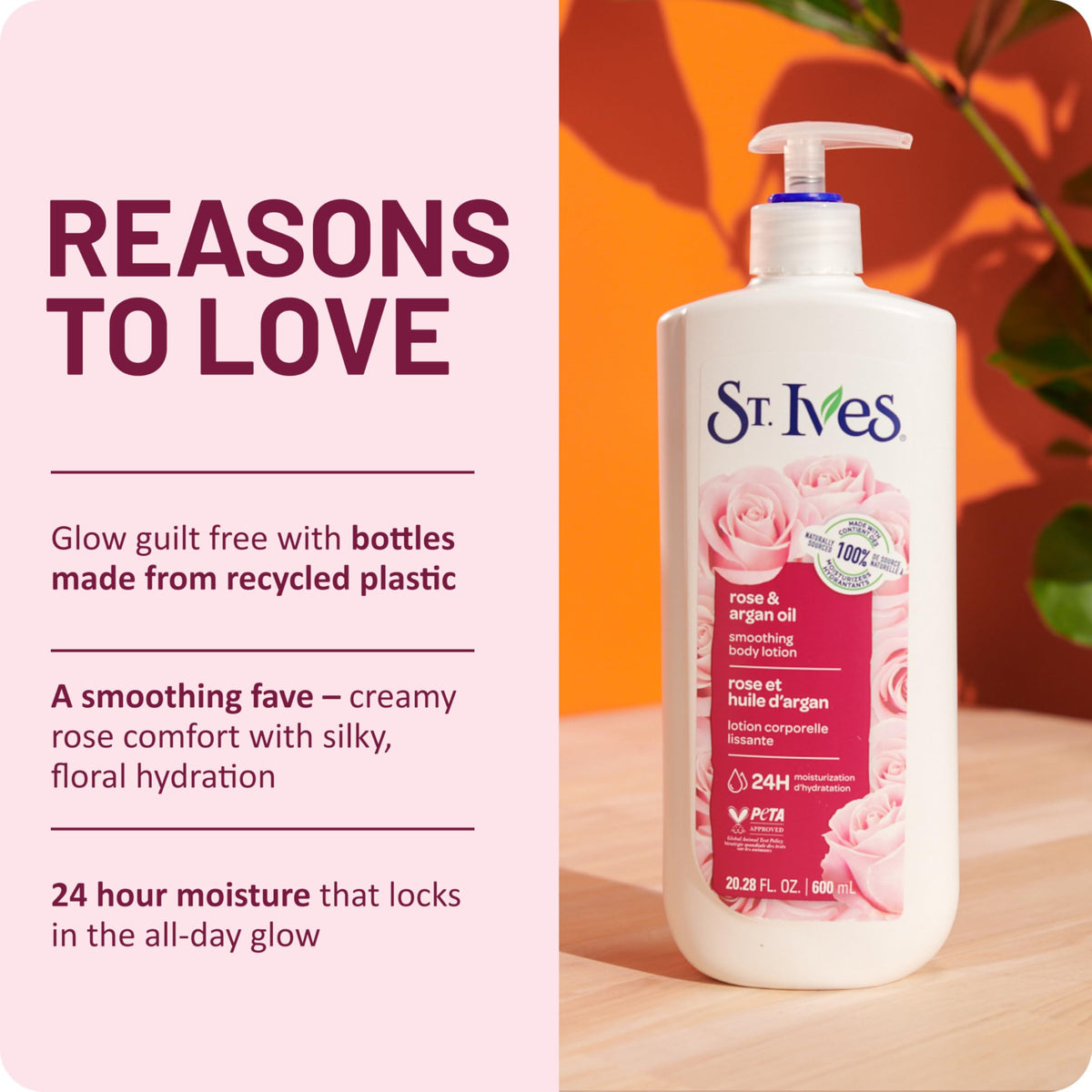 St. Ives with argan oil visual demonstrating moisturizing ingredient boost