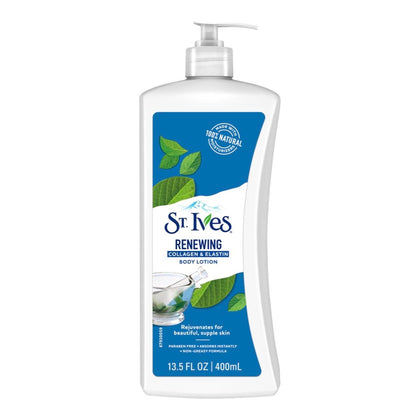 St. Ives front packaging showing collagen and elastin benefits