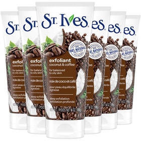 st. ives front packaging showing 6-pack and energizing coconut coffee benefits
