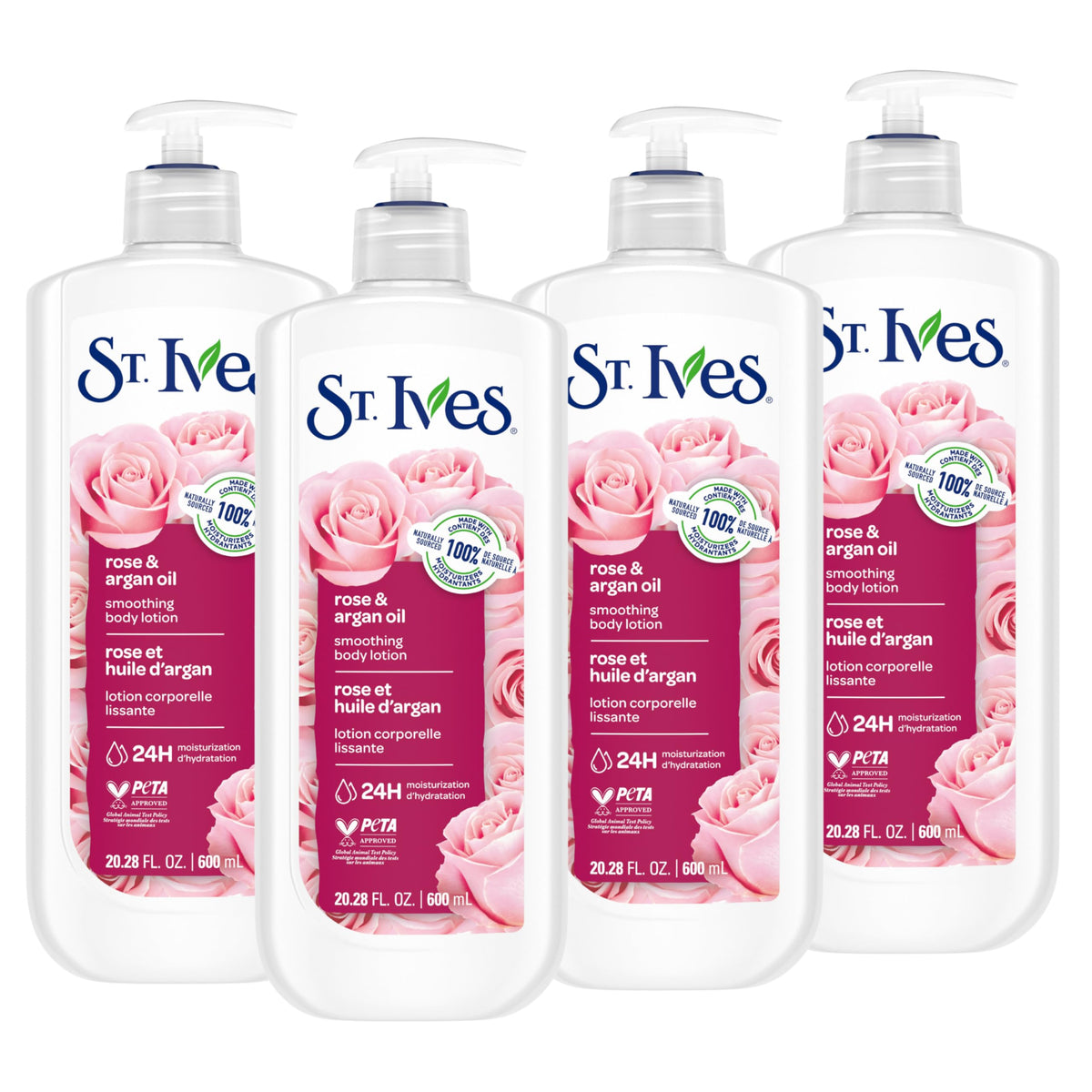 St. Ives front pump bottle showing convenient dispenser and brand hydration