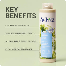 St. Ives creamy lather on skin rinses clean for smooth finish