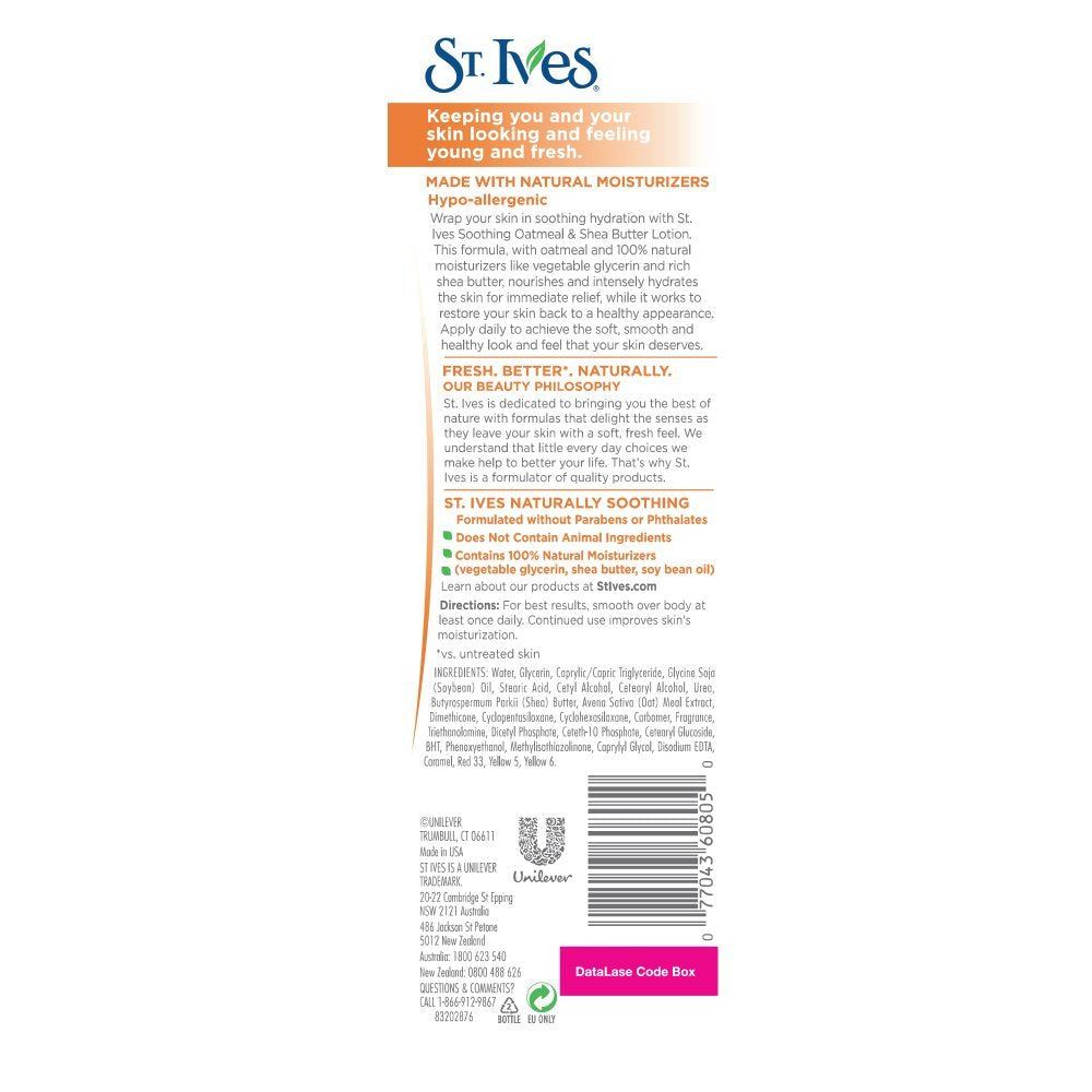 St. Ives lotion pump with creamy texture demonstrating quick absorption