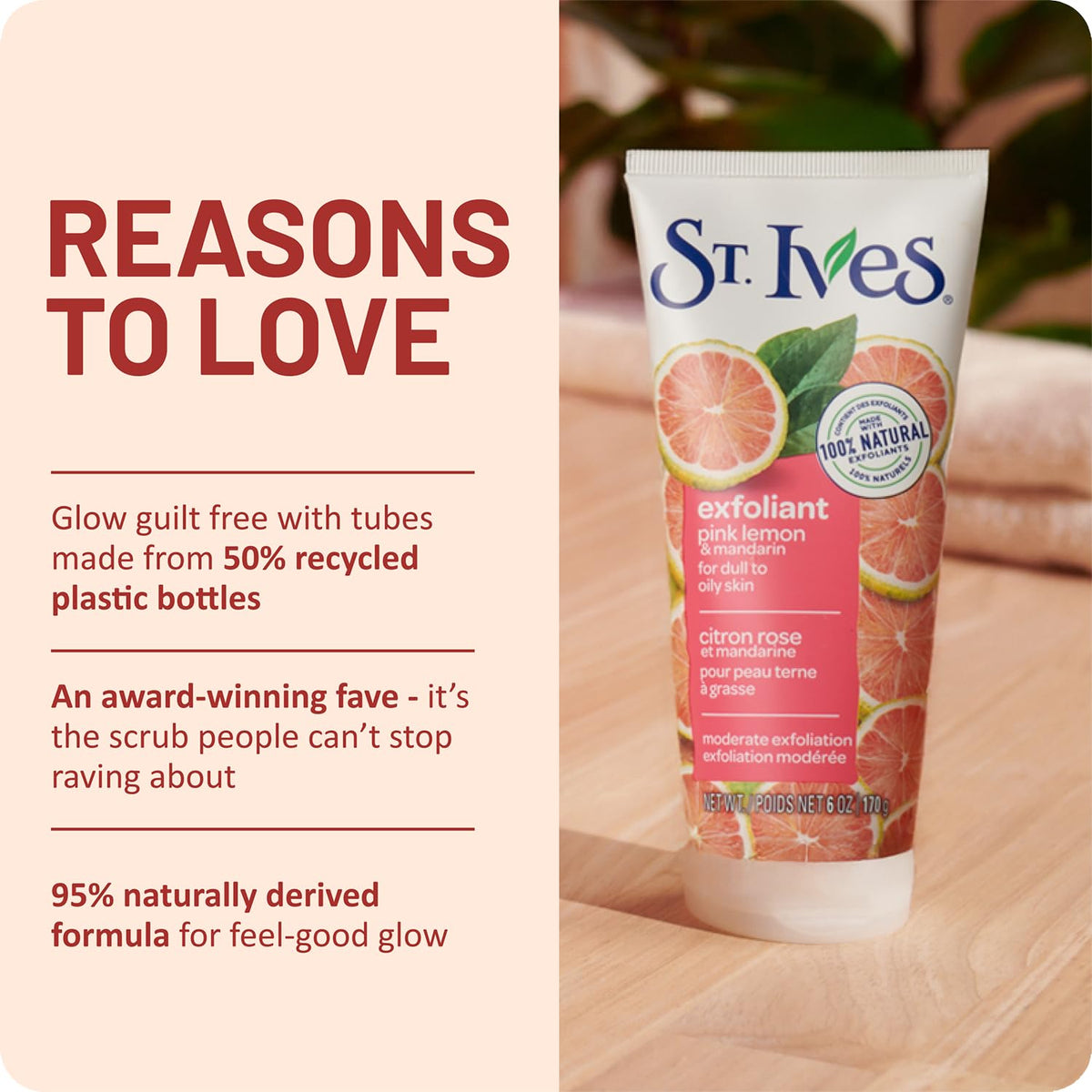 St. Ives scrub being rinsed from skin demonstrating gentle removal and refreshed finish