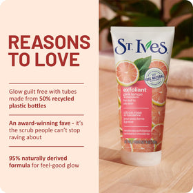 St. Ives scrub being rinsed from skin demonstrating gentle removal and refreshed finish