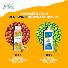 St. Ives bottle in hand showing size and travel-friendly scale